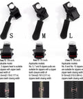 Zipper Repair Kit Set With Tough Durable Adjustable Metal Zipper Restorer Non Slip Replacement Head for various sizes in black