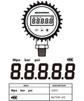 Sturdy Digital Pressure Gauge With A 3 1/8 Inch Dial, 0 To 10000 Psi Bar MPa Range, 1/4 Inch NPT Lower Mount, 0.25 Percent Accuracy