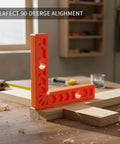 3 Inch Square Positioning Jig Boasts Dead Nuts Accurate 90 Degree Alignment For Cabinet Buildouts Woodworking Corner Clamps Diy No Fuss Assembly Projects Orange Tool on wooden surface with boards.