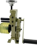 Dead Simple Rock Solid Ring Folder For Jewelry Crafting Manual Press Machine To Bend Rings And Bracelets With Tough Metal Knockout Results Pro Grade Toolkit side view showing steel frame and gears.