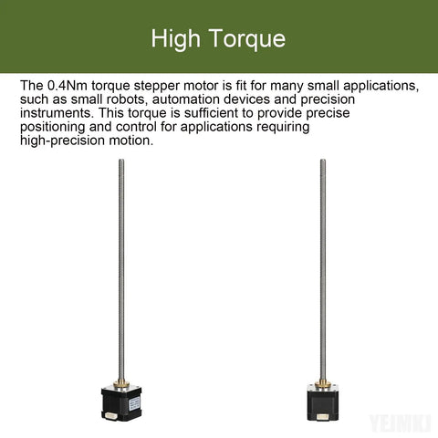 Nema 17 Lead Screw Stepper Motor With Beefy 0.4Nm Torque, 2000 Steps Per Revolution, 1.8 Degree Step Angle, Bipolar 2 Phase