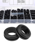 Rubber Grommet Assortment Kit 180 Pcs with O Ring Washers, NBR rubber, wear-resistant, oil and water-resistant in storage box