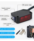 Through-Beam Photoelectric Proximity Sensor Switch With Diffuse Reflection Detection E3Z D82 PNP Economical Dope Value Budget-Friendly Range Options 10cm 80cm 2m 5m For Industrial Automation And Quick Reliable Sensing, black sensor with indicators