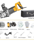 Heavy Duty 4800W Electric Wall Grooving Machine Pro Wall Chaser And Slot Cutter with accessories in metal box.