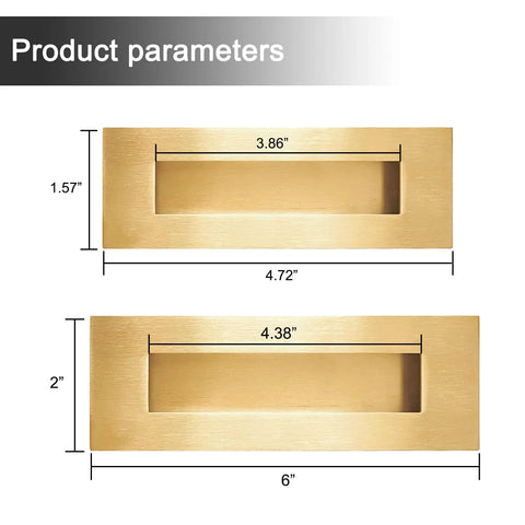 Gold 6 Inch Recessed Finger Flush Pulls With Edge Pull for Pocket Doors Closet Doors Sliding Doors and Barn Doors