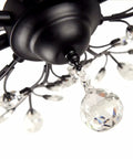 Close-up of Black Vintage Crystal Branch Chandeliers Pendant Light Flush Mount Ceiling Fixture With Seven Crystal Lights