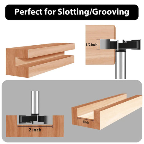 CNC Spoilboard Surfacing Router Bit Half Inch Shank Two Inch Cutting Diameter Four Wing Planer Bit For Slab Flattening And Wood Milling Carbide Tipped For Clean Quick Cuts