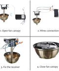 Step-by-step installation of 3 In 1 Ceiling Fan Remote Control Kit With Light, Timing And Speed, Wireless Receiver.