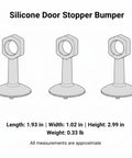 Easy Install No Drill Silicone Door Stopper Bumpers With Soft Cushions, Fits Standard Interior Doors, Wall Buffer, 3 Pack