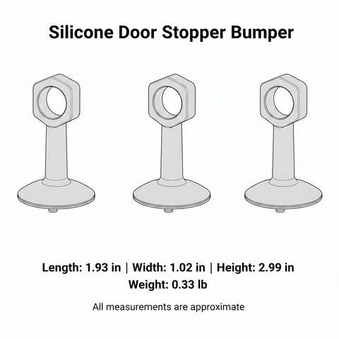 Easy Install No Drill Silicone Door Stopper Bumpers With Soft Cushions, Fits Standard Interior Doors, Wall Buffer, 3 Pack
