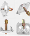 Rock Solid Silver Furniture Leg Mounting Plates Kit Includes 50mm Hanger Bolts M8 Insert Nuts And Screws For Sofa Couch Upgrade. Steel brackets with screws.