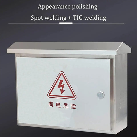 Stainless Steel Weatherproof Electrical Junction Box With Hinged Cover And Mounting Plate For Secure DIY Electrical Installations Built To Last And Tough As Nails Outdoor And Indoor Use, front view