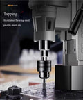 Industrial Grade Magnetic Drill Press With Powerful Suction Base For Heavy Duty Metalworking, showing tapping mechanism on metal surface.