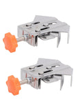 Heavy Duty Stainless Steel Corner Clamps For Woodworking Adjustable Right Angle Vise showing two clamps with orange knobs for DIY projects.