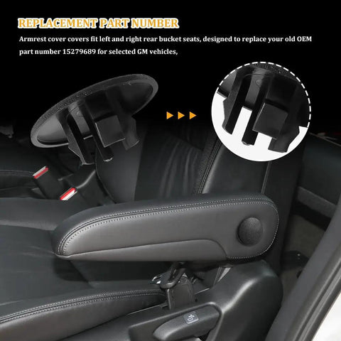 2 Pack Armrest Cover Cap For Chevy Tahoe Cadillac Escalade Suburban Yukon Rear Bucket Seats Left Or Right Replacement Trim Cap In Black