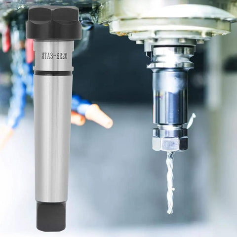 Morse Taper Collet Chuck Holder MT3 for CNC Milling, ER20 size, heavy-duty carbon steel, fitting CNC lathe shop setup