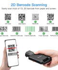 Demonstration of Upgraded Bluetooth Barcode Scanner With Back Clip For iPhone And Android reading various barcodes
