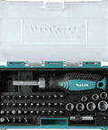 47 Piece Ratchet And Bit Set With Compact Carrying Case Featuring Phillips Torx Slotted Hex And Square Bits And Sockets
