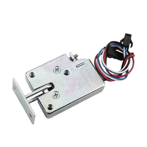 Heavy Duty DC12V Solenoid Cabinet Door Lock With Carbon Steel Deadbolts And Rock Solid One Fifty Pound Latch Hook, front view.