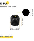 10 Pack M10x10mm Hex Socket Grub Screws 304 Stainless Steel Set Screws showing measurement details and internal hex drive.
