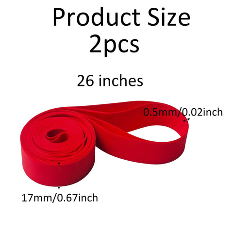 2 Pack 26 Inch Red Bicycle Rim Strip Tape With Nylon Inner Tube Protection Liner for Mountain and Road Bikes