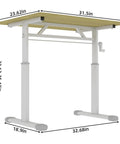 Smooth Operator Manual Standing Desk 48 By 24 Inches with hand crank, showing dimensions and sturdy design for ergonomic use.