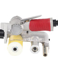 Ditch the dust with this Badass 1A Air Pneumatic Belt Sander Bench! Compact pneumatic sander with red handle and yellow roller.