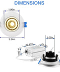 Dimensions of 3 Inch Waterproof Recessed Shower Light With 9W COB LED, Adjustable Gimbal, 3 Color Temperature Options detailed view