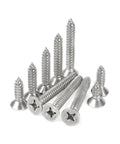 Heavy Duty Stainless Steel Flat Head Tapping Wood Screws Set 60mm Long Countersunk Self Tapping Screws M4 To M8 10 Pieces