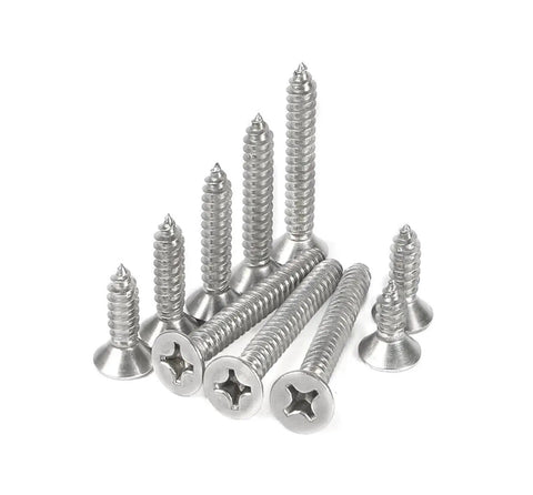 Heavy Duty Stainless Steel Flat Head Tapping Wood Screws Set 60mm Long Countersunk Self Tapping Screws M4 To M8 10 Pieces