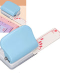 3 Hole Paper Puncher for Office or DIY Projects with adjustable guide, handheld 5 sheet capacity, fits B5 to A4 paper, durable metal body.
