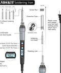 21 In 1 Soldering Iron Kit 90W Adjustable Temperature With Stand Desoldering Pump Magnifier Solder Wire Tweezers 5 Tips