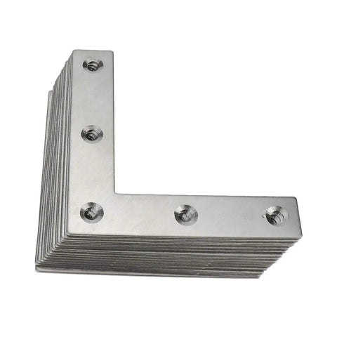 Pack of 15 flat L brackets, 80mm by 80mm right angle mounts, premium stainless steel, heavy duty, 4mm holes, 1.5mm thick for strong shelves.