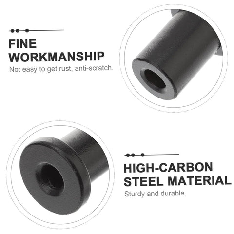 Close-up of black high-carbon steel barn door spacers, highlighting fine workmanship and anti-scratch durability.