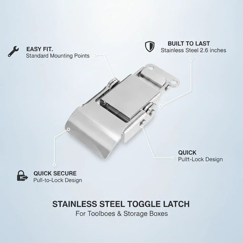 Stainless Steel Toggle Latch For Toolboxes And Storage Cases With Easy Pull To Lock Design Corrosion Resistant