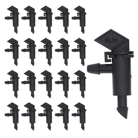 100 Pack 1 GPH Flag Drip Emitters For Garden Drip Irrigation System No Hassle 4mm To 7mm Hose Compatible Black Plastic Sprinkler Drippers