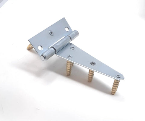 Metal hinge with three Repair screws from 12 Piece Screw Hole Fix Kit To Ditch Ragged Threads And Rescue Saggy Doors.
