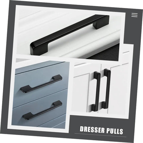 Matte Black Cabinet Door Handles With Screws, Drawer Pulls for kitchen cabinets, wardrobe and dresser hardware installed.