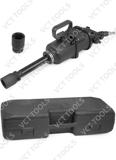 Beast Mode 4000 Ft-Lb 1 Inch Drive Air Impact Wrench Gun Long Shank Heavy Duty Truck Tool With Two Sockets Carrying Case