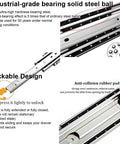 Beefy Heavy Duty Drawer Slides 10 To 80 Inch Full Extension Ball Bearing Rails with lockable design and anti-collision rubber pad.