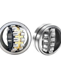 Top Shelf Self Aligning Roller Bearing 22210 Ca Cc W33 50X90X23Mm GCR15 Steel with gold and silver components for heavy-duty equipment.