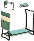 Heavy Duty Garden Kneeler And Seat With Large Four Pocket Tool Bag Flip Up Bench For Kneeling Or Sitting Thick Durable Frame