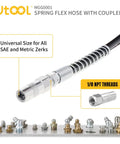Grease Gun Accessory Kit Built Tough With Eighteen Inch Resin Spring Flex Hose No Kink One Normal Coupler One Eighth NPT Threads