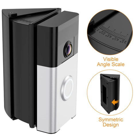 Adjustable 30 To 55 Degree Doorbell Mount For Ring And Blink Video Doorbells Replacement Bracket Adapter with angle scale and design details