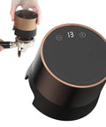 Smart Automatic Espresso Coffee Tamper With Digital Touch Panel Plus Twenty Adjustable Pressure Levels For Precision Ground Compaction and Smooth Shot Results That Totally Hit Different Daily with digital display.