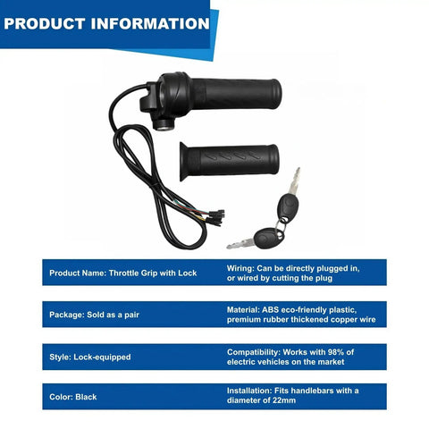 Full Twist Throttle For Q20 And Q20 Pro Lite Ebikes 3 Pin Universal Waterproof Throttle With 2 Keys Plug And Play Upgrade