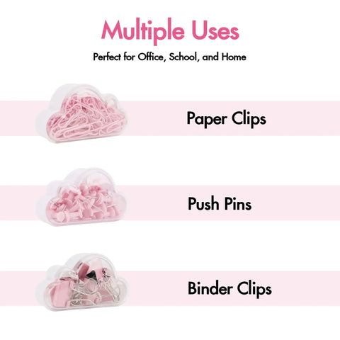 12 Pack Cloud Paperclip Holder With Snug Lid Mini Plastic Desk Organizer For Paper Clips And Push Pins Cute Cloud Design