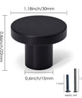Top Shelf Matte Black Six Pack Round Cabinet Knobs And Drawer Pulls For Kitchen Cupboards Dressers Closets Rock Solid Space Aluminum Build, 30mm size.