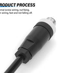 Close-up of IP67 Waterproof M12 5 Pin Male Connector with anti vibration threaded joint, rugged PG7 cable design for electric bicycle sensors.