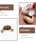 Close-up of 4 Pack Silicone Animal Shaped Corner Protectors for Furniture Edges, Easy Snap On Install, shown in hand and design